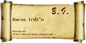 Baros Irén névjegykártya