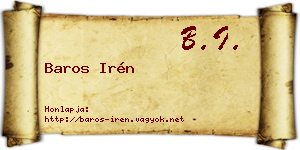 Baros Irén névjegykártya